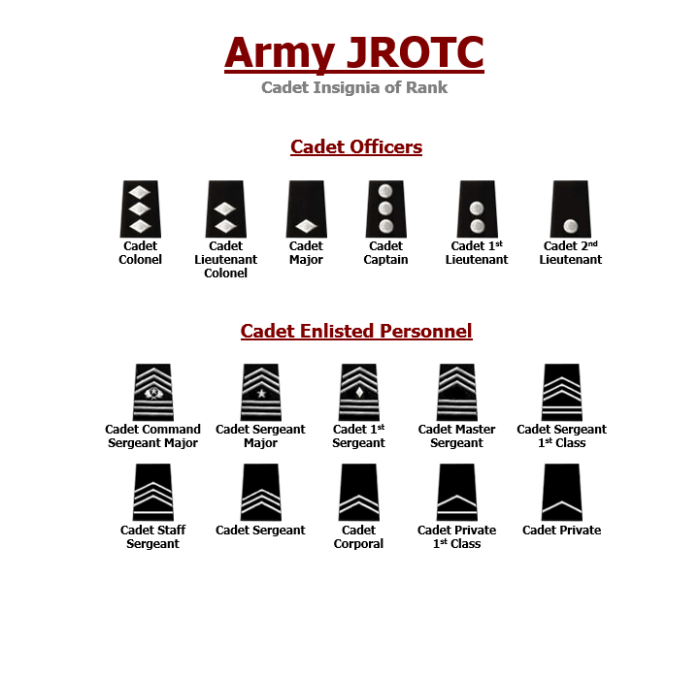 Jrotc study rank guide valley east school high cadet