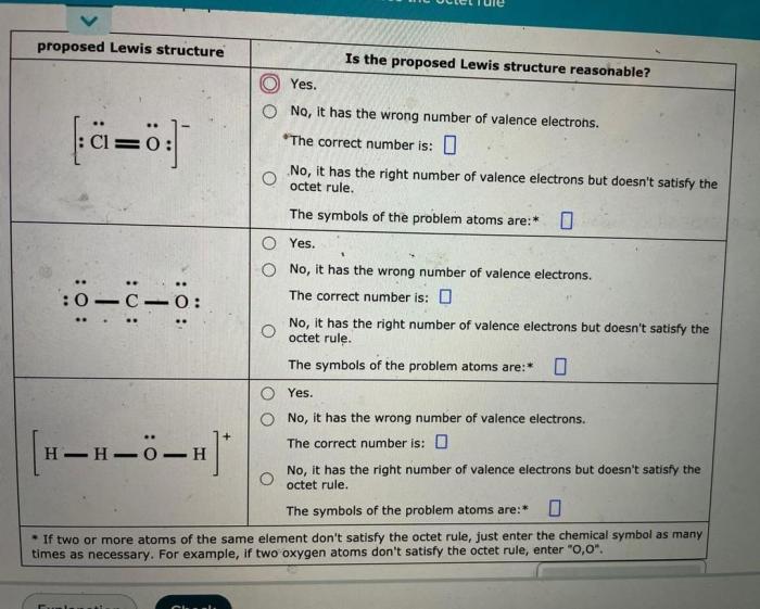 Decide whether these proposed lewis structures are reasonable